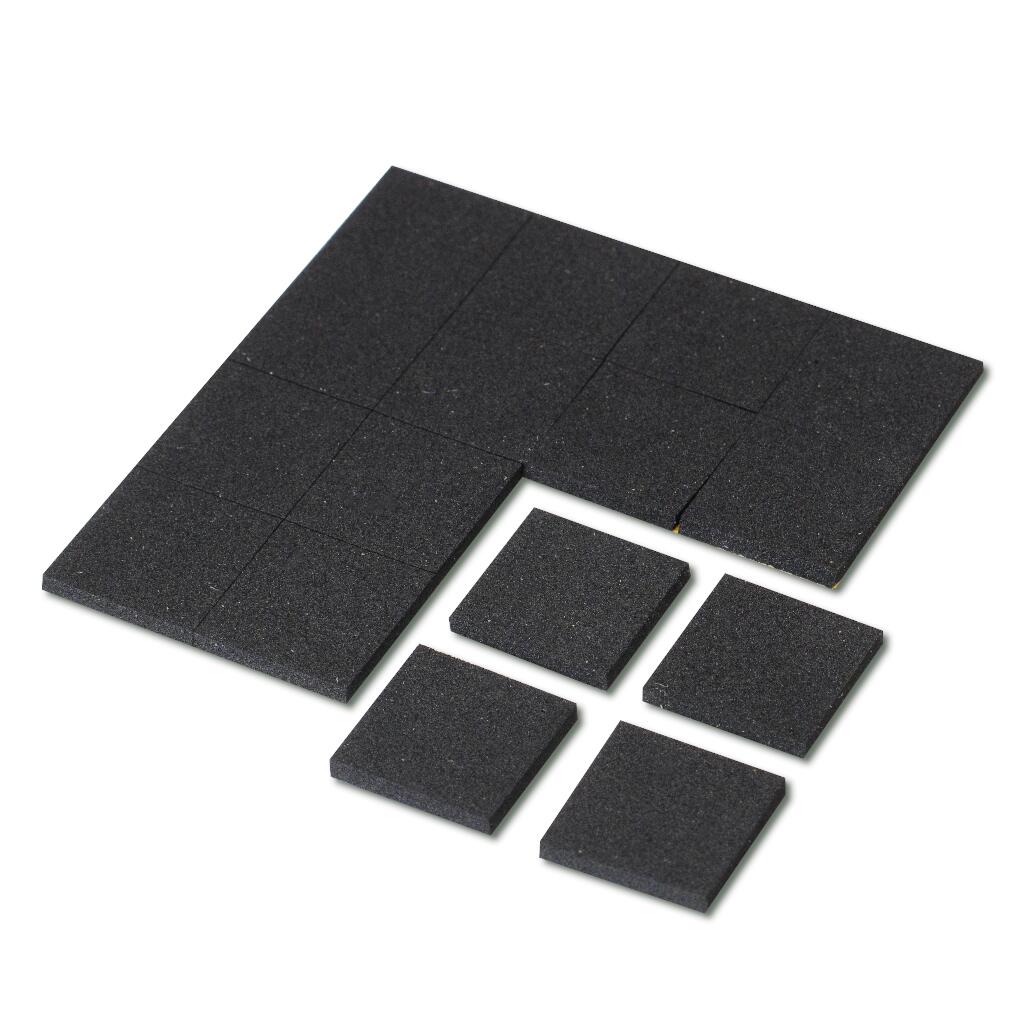 Antirutsch-Pads, selbstklebend, schwarz, 9 St., 30 x 30 mm, Stärke: 3 mm  (9 Stk.)