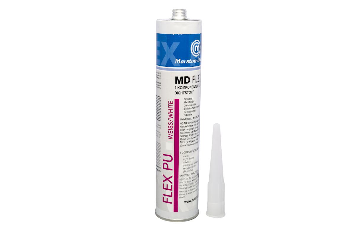 MD Flex PU - dauerelastischer Kleb- und Dichtstoff weiß - Kartusche von vorne