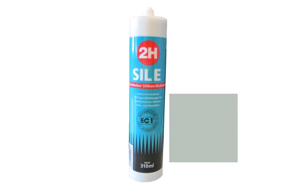 2H SIL E lichtgrau 132 - Sanitärsilikon / Fliesensilikon - 310ml Kartusche