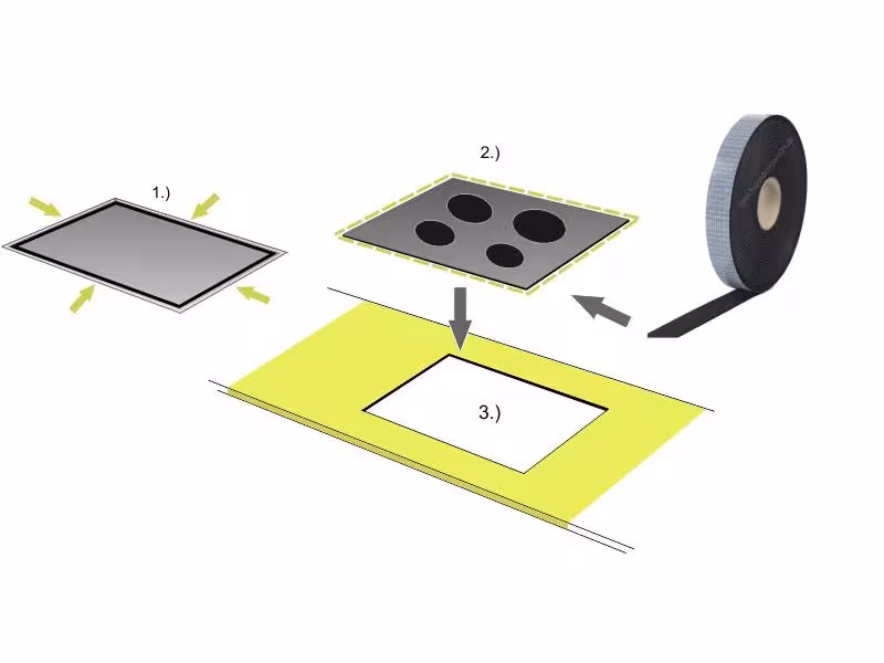 Spezial-Dichtung f&uuml;r Induktions-Kochfeld - einseitig selbstklebend 3 m - 6mm Breite 3mm extra dick