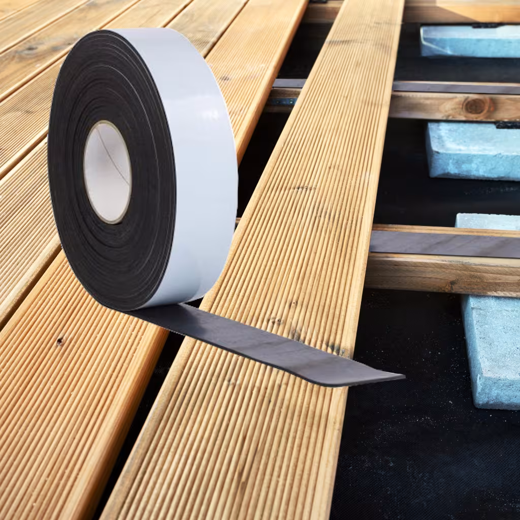 HSF® Spezial-Distanzband fest - für Terrassendielen (Holz + WPC) - H x B / 3mm x 30mm - 9 Meter Rolle - 3 mm Distanzband für Montage von ...