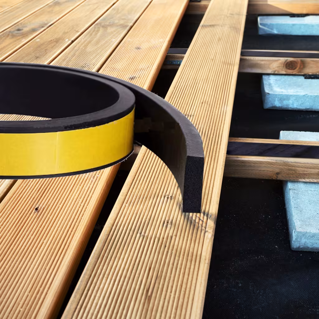 HSF® Spezial-Distanzband weich - für Terrassendielen (Holz + WPC) - H x B / 2mm x 30mm - 5 Meter Rolle - Distanzband zur Montage von Terassendielen