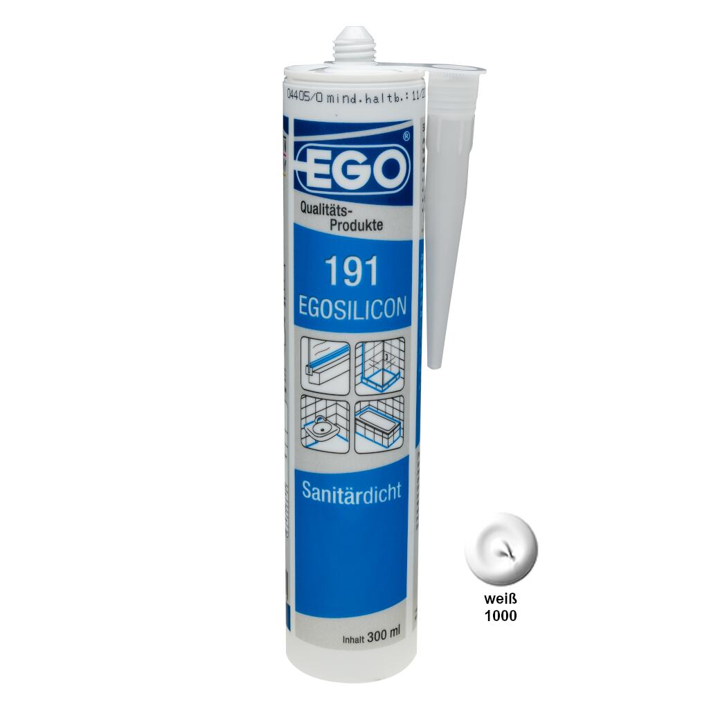 Sanitärsilikon EGO 191 Kartusche - weiß - vorne