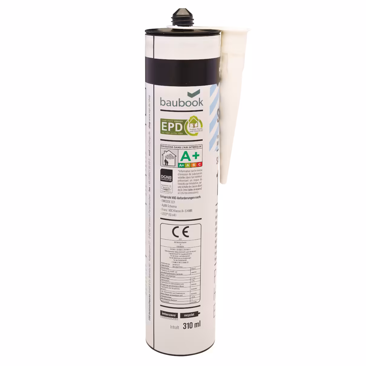 EGOSILICON 151 Sanitärsilikon - transparent - 310ml Kartusche - EGO Sanitärsilikon - transparent - Kartusche Rückseite