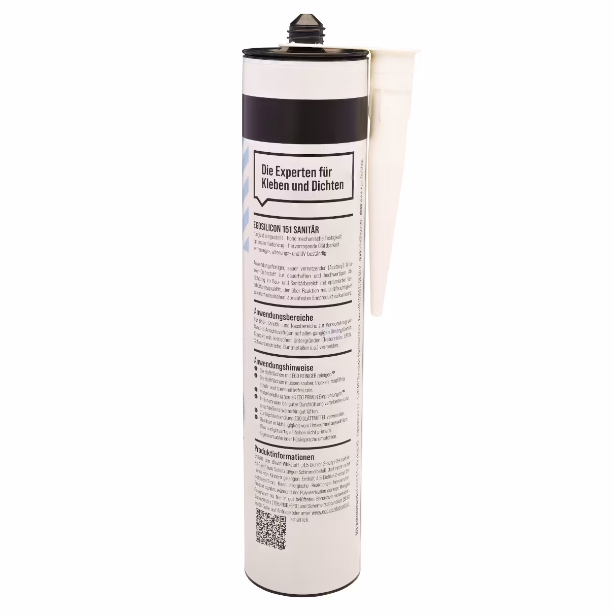 EGO 151 Sanitärsilikon - transparent - Kartusche von der Seite