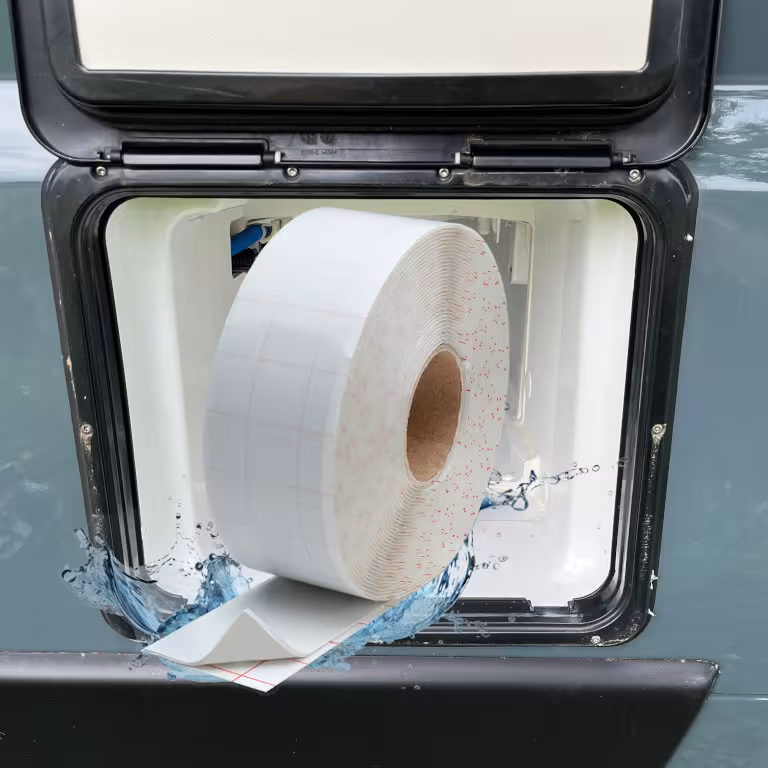 HSF Wohnmobil Toilettenschacht-Abichtungsband weiß - selbst verschweißend - 1mm x 45 mm x 10m - Wohnmobil und Caravan Toilettenschacht Abdichtungsband