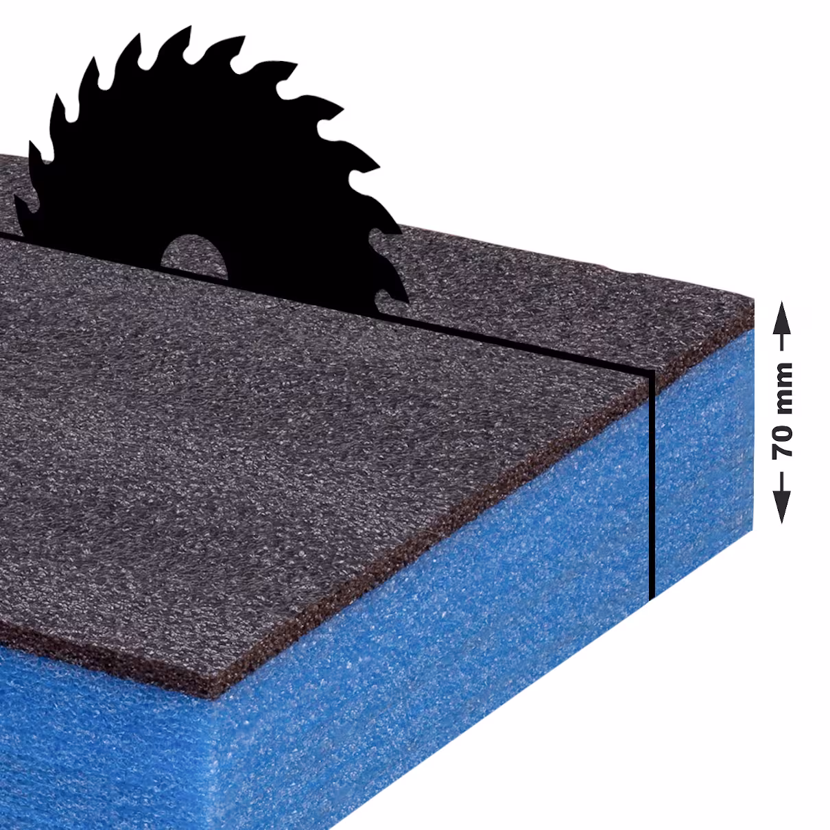 Maßzuschnitt Multilayer Schaumstoff - schwarz blau - 70mm Stärke