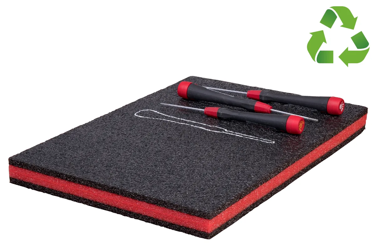 HSF Multilayer Schaumstoff - schwarz schwarz für DIY Werkzeugeinlage - 500 x 1000 x 57 mm - Multilayer-Schaumstoff - Werkzeug angezeichnet