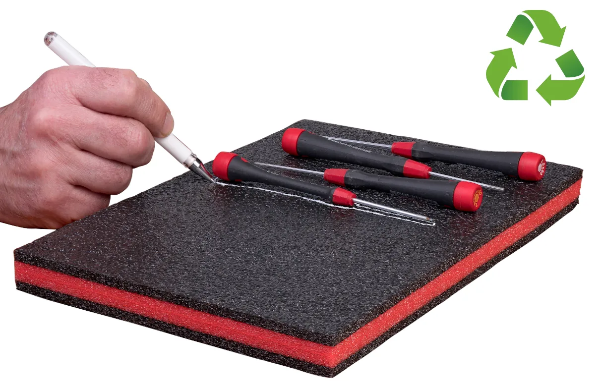 HSF Multilayer Schaumstoff - schwarz schwarz für DIY Werkzeugeinlage - 500 x 1000 x 57 mm - Multilayer-Schaumstoff - anzeichnen von Werkzeugen