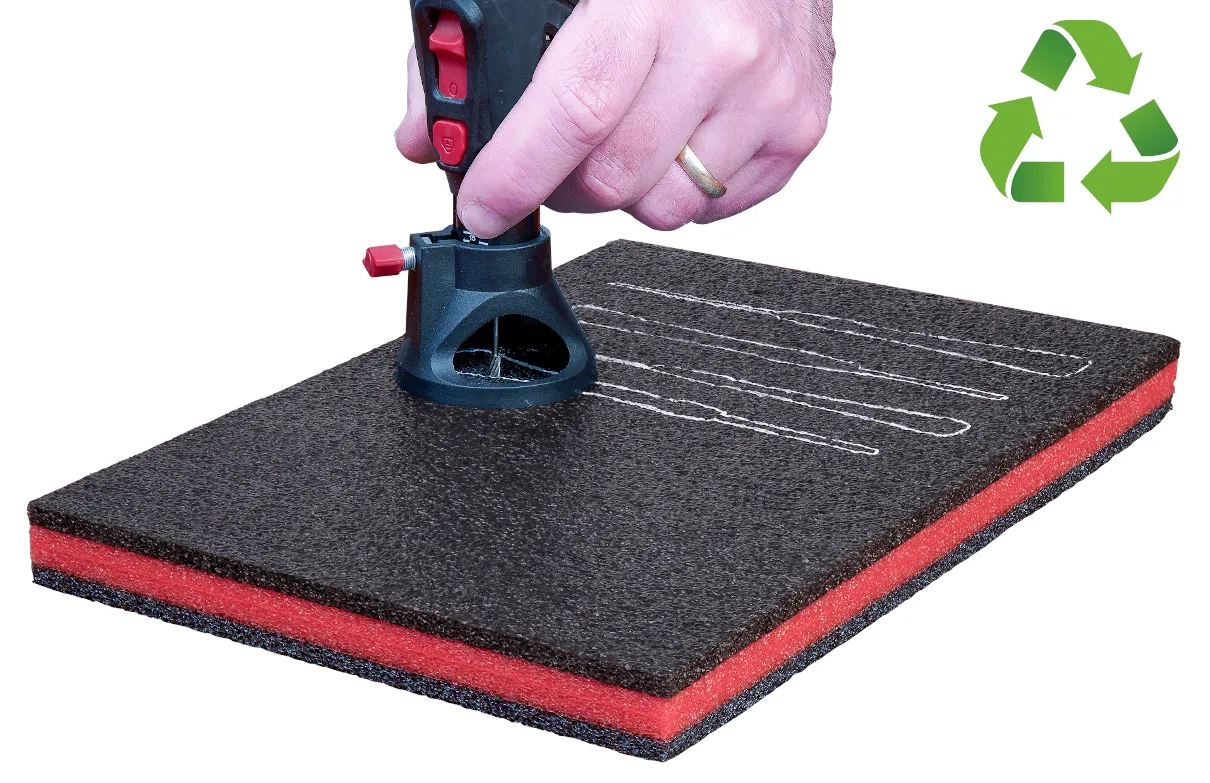 HSF Multilayer Schaumstoff - schwarz schwarz für DIY Werkzeugeinlage - 500 x 1000 x 57 mm - Multilayer-Schaumstoff - Werkzeug mit Dremel ausschneiden