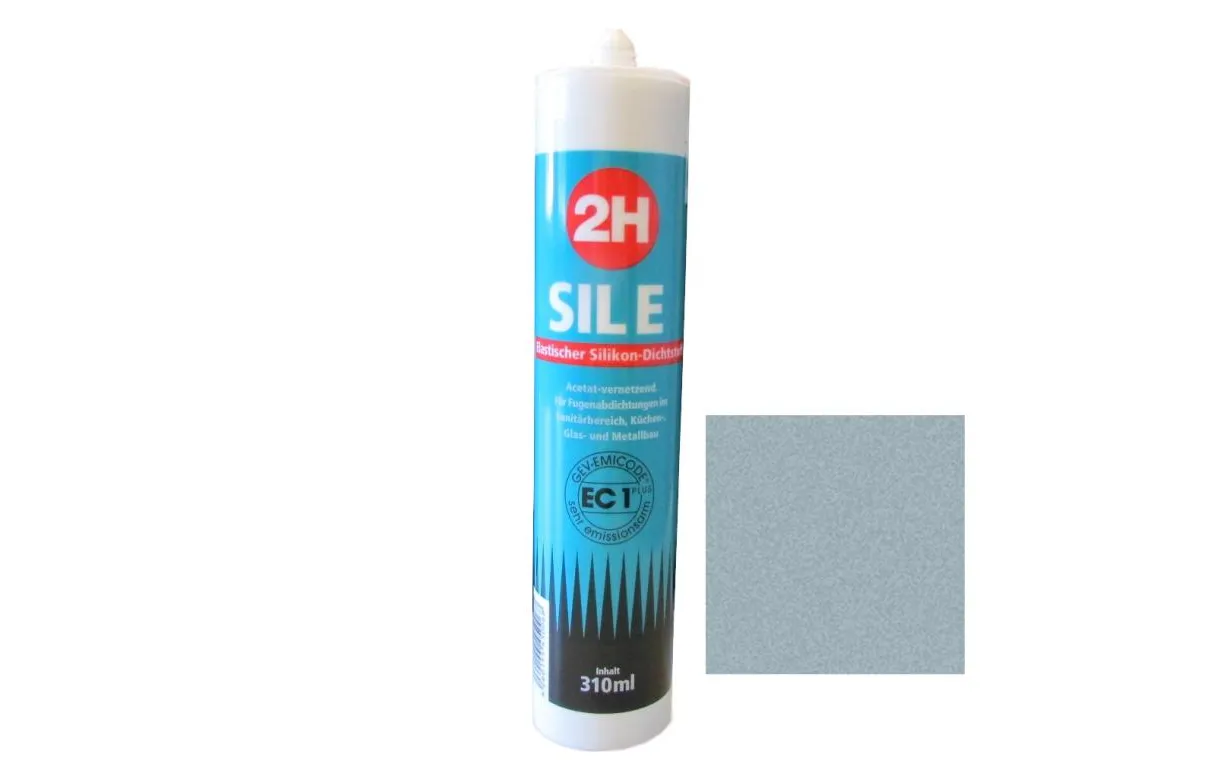 2H SIL E alu 309 - Sanitärsilikon | Fliesensilikon - 310ml Kartusche