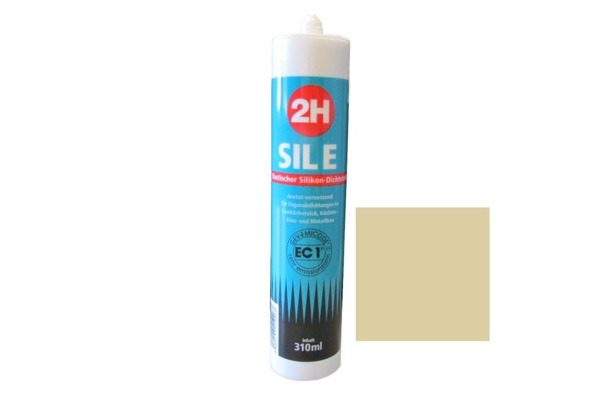 2H SIL E bambus 243 - Sanitärsilikon | Fliesensilikon - 310ml Kartusche