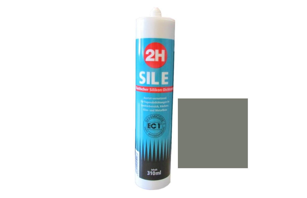 2H SIL E basaltgrau 619 - Sanitärsilikon / Fliesensilikon - 310ml Kartusche