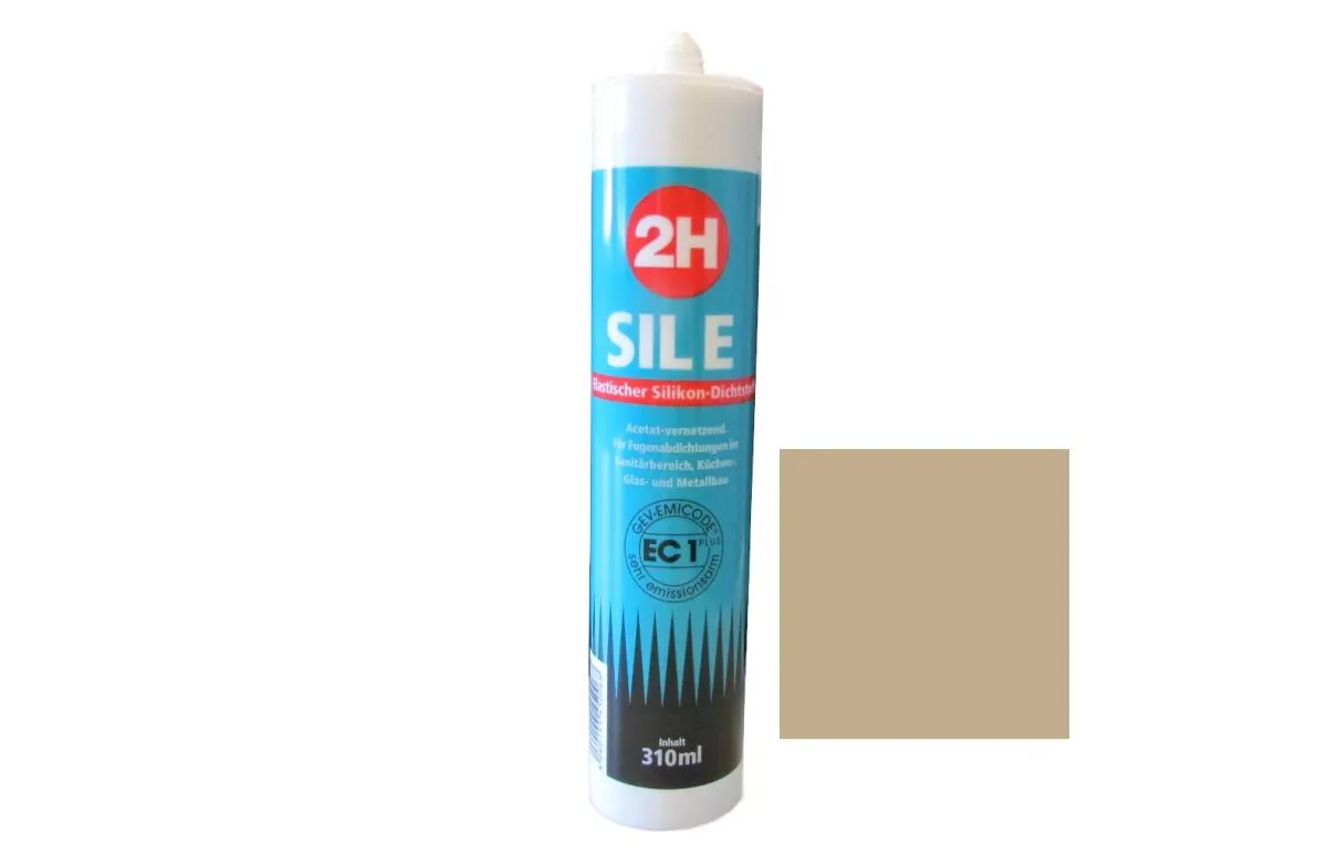 2H SIL E hellbeige 280 - Sanitärsilikon | Fliesensilikon - 310ml Kartusche