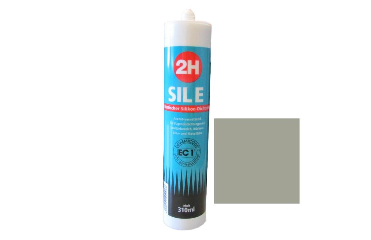 2H SIL E hellgrau 26 - Sanitärsilikon / Fliesensilikon - 310ml Kartusche