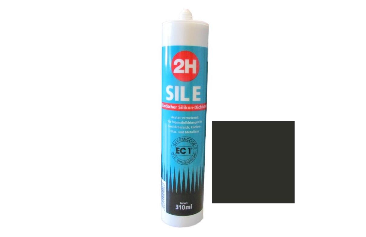 2H SIL E samtschwarz 217 - Sanitärsilikon / Fliesensilikon - 310ml Kartusche