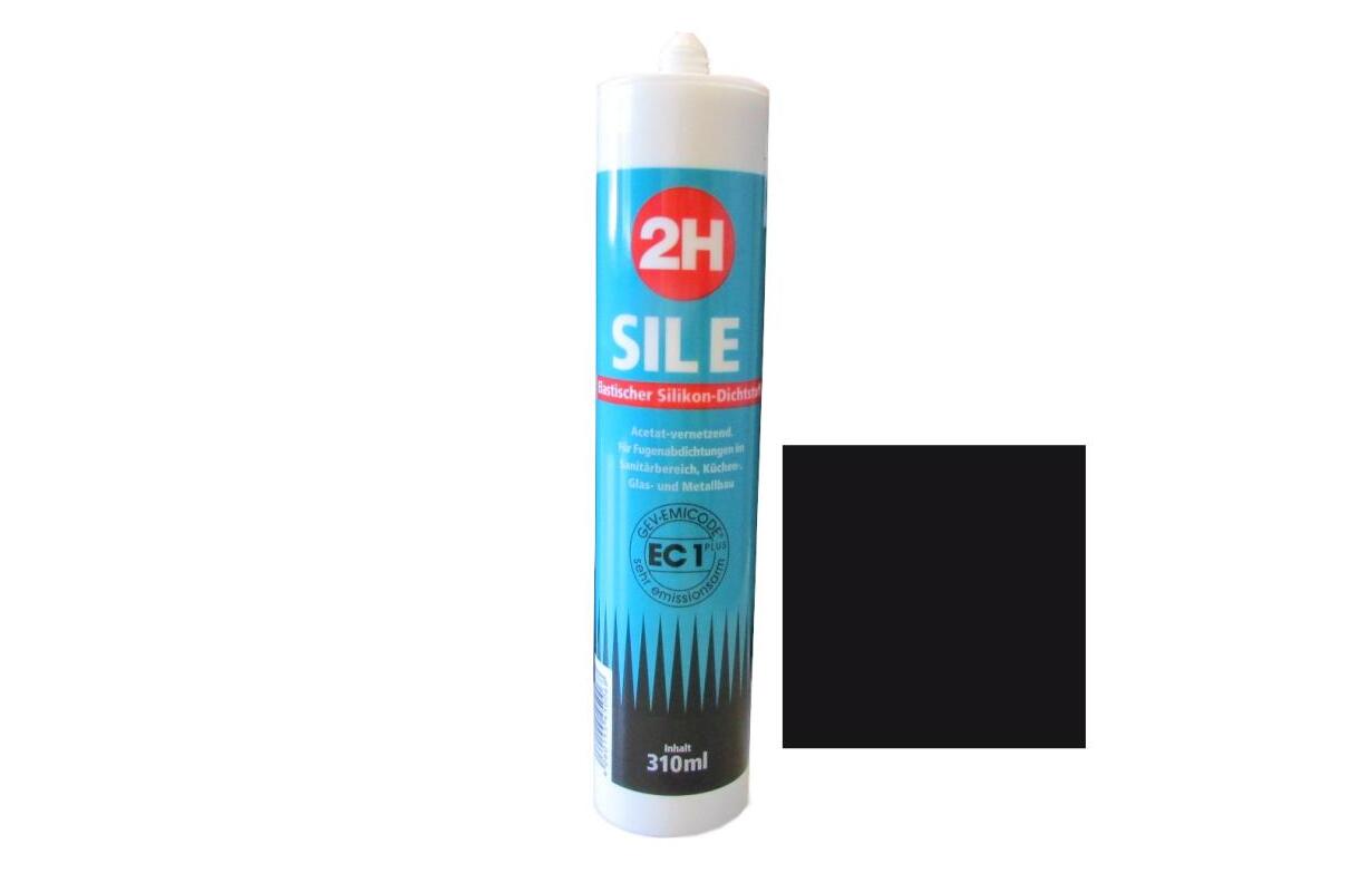 2H SIL E schwarz - Sanitärsilikon / Fliesensilikon - 310ml Kartusche