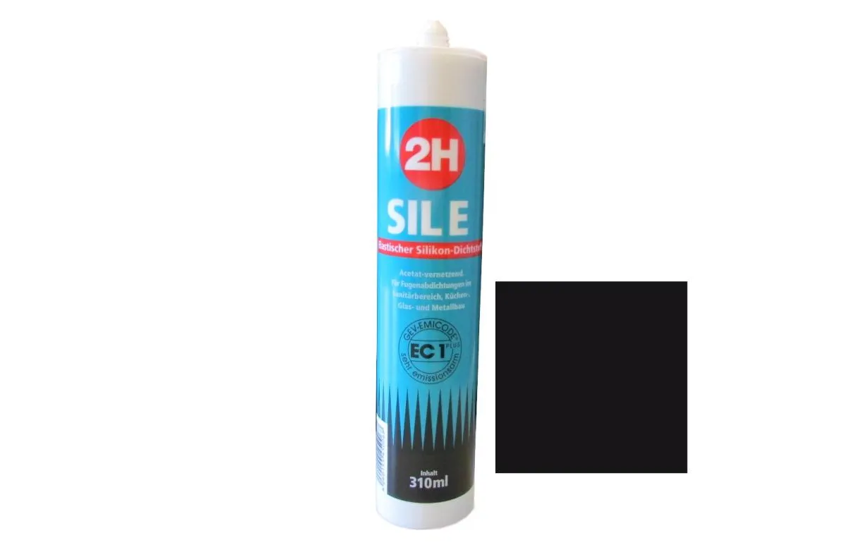 2H SIL E schwarz - Sanitärsilikon / Fliesensilikon - 310ml Kartusche