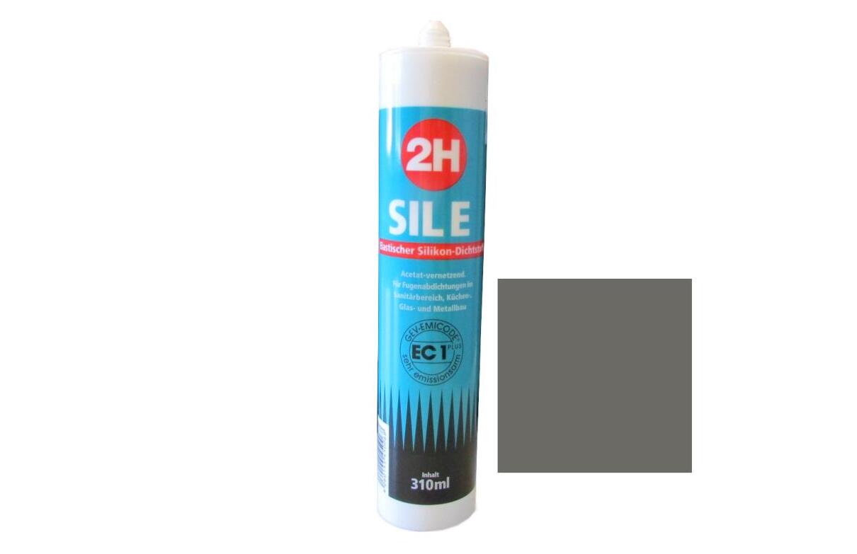 2H SIL E staubgrau 501 - Sanitärsilikon / Fliesensilikon - 310ml Kartusche