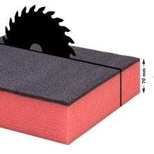 Maßzuschnitt Multilayer-Schaumstoff schwarz-rot 70mm Stärke