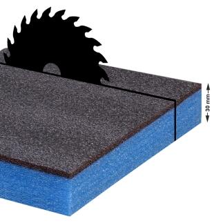 Maßzuschnitt Multilayer Schaumstoff 30mm schwarz blau