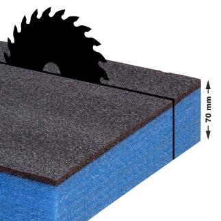 Maßzuschnitt Multilayer Schaumstoff - schwarz blau - 70mm Stärke