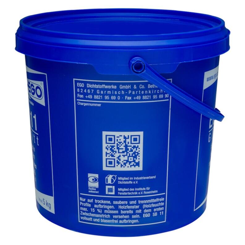 Glaserkitt / Fensterkitt im 5 KG Eimer - Rückseite mit Beschriftung