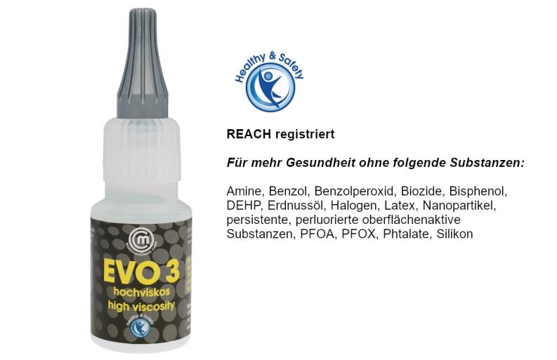MD Glue EVO3 - zähflüssiger Sekundenkleber für poröse Materialien - 20 g - reach registrierter