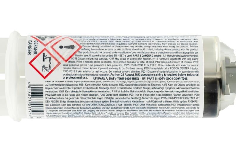 Text hinten auf Doppelspritze von MD-SPEED 1:1 - 2K Schnellkleber