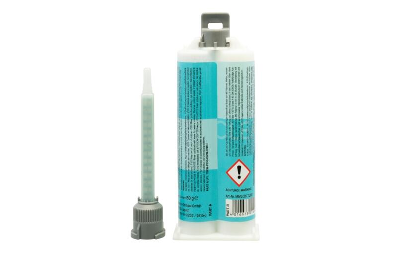 Rückseite - Zweikomponenten Polymerklebstoff - MD MS 2K transparent in Doppelspritze mit Mischdüse