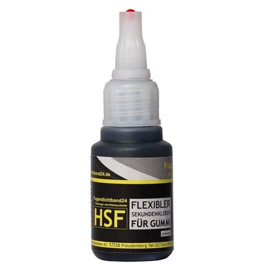 HSF schwarzer Sekundenkleber / dickflüssig, flexibel für Werkstoffe unterschiedlicher Ausdehnung